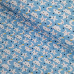 Flanela Cueiro Estrelas fundo Azul