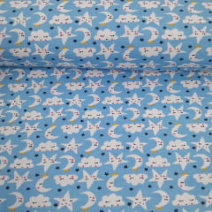 Flanela Cueiro Estrelas fundo Azul