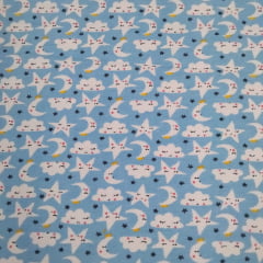 Flanela Cueiro Estrelas fundo Azul