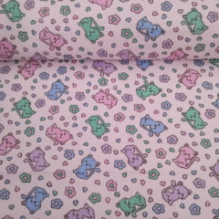 Flanela Cueiro Gatinhos Rosa