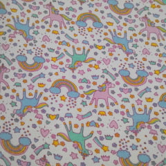 Flanela Cueiro Unicórnios fundo Branco