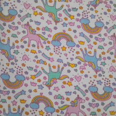 Flanela Cueiro Unicórnios fundo Branco