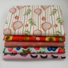 Kit Tricoline Estampas Variadas;  5 cortes de 0,25cm x 1,50mt 