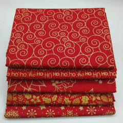 Kit Tricoline Natal 5 Cortes Vermelho