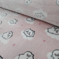 Manta Soft Ursinho Fundo Rosa