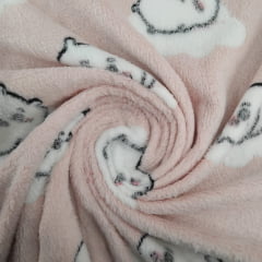 Manta Soft Ursinho Fundo Rosa