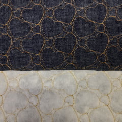Matelassê Jeans Fio Cor de Cobre Coração