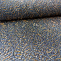 Matelassê Jeans Folhas Fio Cor de Cobre 
