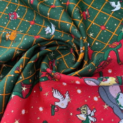 Oxford Natalino Alto Relevo Enfeites fundo Verde