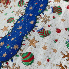 Oxford Natalino Alto Relevo Renas Azul