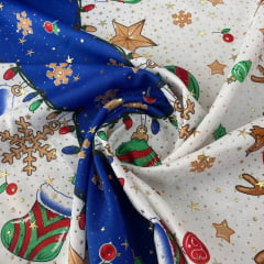 Oxford Natalino Alto Relevo Renas Azul