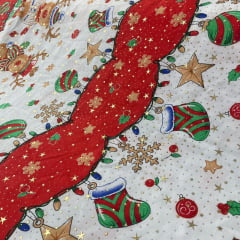 Oxford Natalino Alto Relevo Renas Vermelho