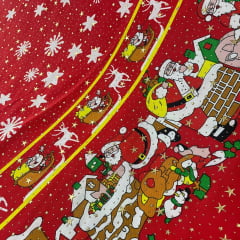 Oxford Natalino Barrado Alto Relevo Papai Noel Flocos