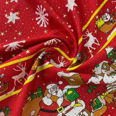 Oxford Natalino Barrado Alto Relevo Papai Noel Flocos