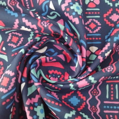 Oxford Estampado Étnico Fundo Marinho