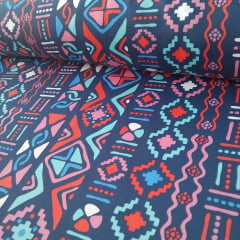 Oxford Estampado Étnico Fundo Marinho