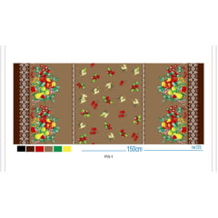 Oxford Estampado Frutas Barrado Marrom 
