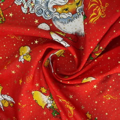 Oxford Natalino Alto Relevo Anjinhos Vermelho