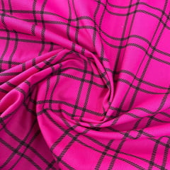 Tricoline Xadrez Pink Duas listras Preto