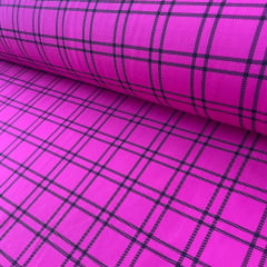 Tricoline Xadrez Pink Duas listras Preto