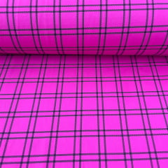 Tricoline Xadrez Pink Duas listras Preto