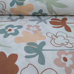 Percal 150 Fios Floral Fundo Creme