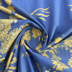 Percal Floral Fundo  Azul 
