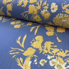 Percal Floral Fundo  Azul 