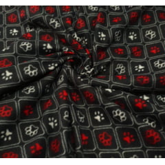 Tecido Soft Novo Patinha Fundo Preto Tecido Soft Novo Patinha Fundo Preto