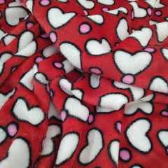 Manta Soft Coração Fundo Vermelho