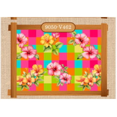 Tricoline Digital   Festa Flores Hibisco Grid Junino 