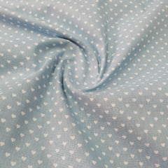 Tricoline Mista Coração Azul Bebê Tricoline Mista Coração Azul Bebê