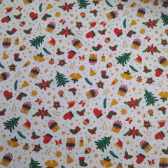 Tricoline De Natal Enfeites Branco