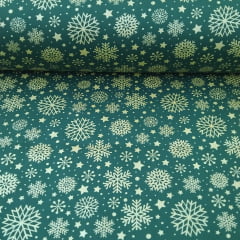 Tricoline Flocos de Neve Fundo Verde