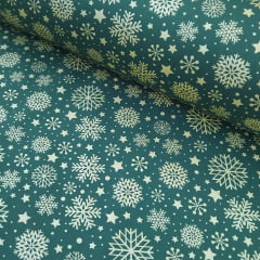Tricoline Flocos de Neve Fundo Verde