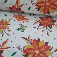 Tricoline flor de Natal Fundo Creme