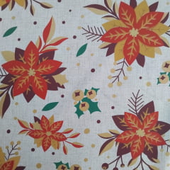 Tricoline flor de Natal Fundo Creme