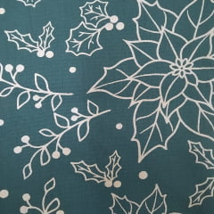 Tricoline floral Dourado  de Natal Verde