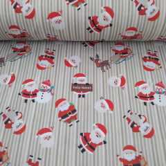 Tricoline Natalino Papai Noel Bege Tricoline Natalino Papai Noel Bege