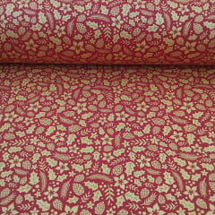 Tricoline De Natal Folhas Douradas