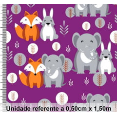 Tricoline Exclusiva Marantex Raposa e Elefante 2 Tricoline Exclusiva Marantex Raposa e Elefante 2