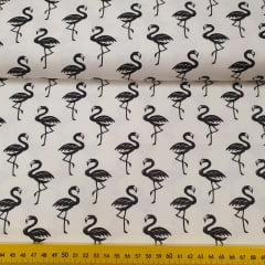 Tricoline Flamingos Branco e Preto Tricoline Flamingos Branco e Preto