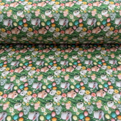 Tricoline Páscoa Coelhinhos Verde Novo