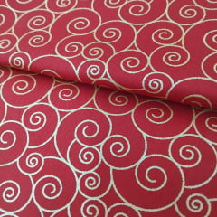 Tricoline Arabesco Natal vermelho 