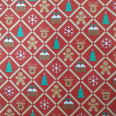 Tricoline Biscoitos de Natal Vermelho