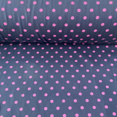 Tricoline Poá Marinho com Pink Tricoline Poá Marinho com Pink