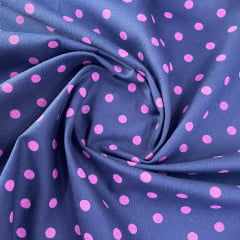 Tricoline Poá  Marinho com Pink