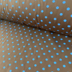 Tricoline Poá Marrom com Azul