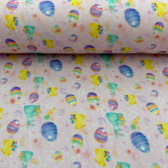 Tricoline Ovos De Páscoa Fundo Rosa