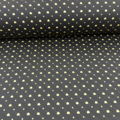 Tricoline Coração Preto Com Dourado Tricoline Coração Preto Com Dourado